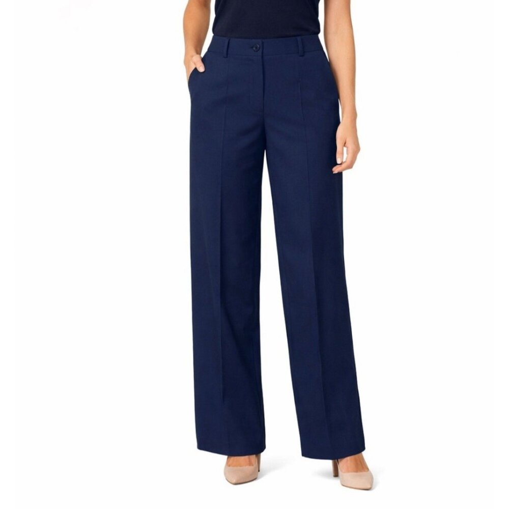 Atelier Reve Pants Womens 40 Blue High Rise Button Waist Straight Leg Office NEW